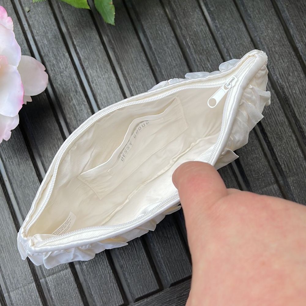 Ivory Ruffle Makeup Bag - Picture 8 of 12